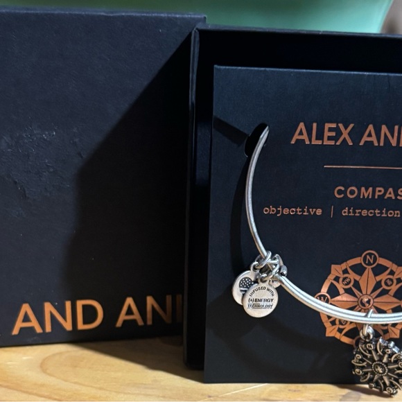 Alex and Ani Silver Compass Charm Bracelet - Picture 1 of 1